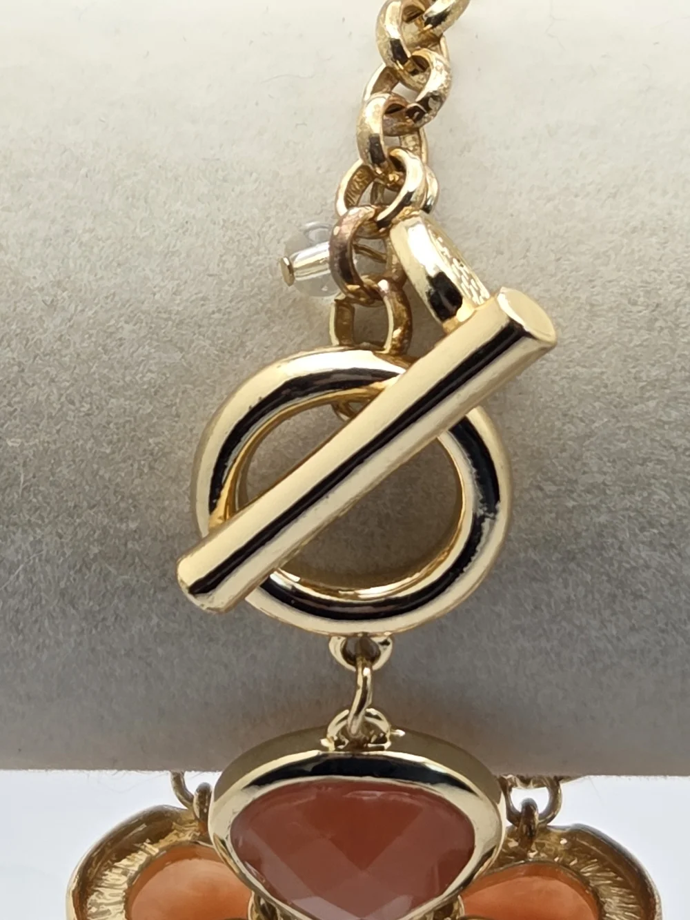Dana Buchman Gold Tone Orange Teardrop Resin Statement Toggle Bracelet